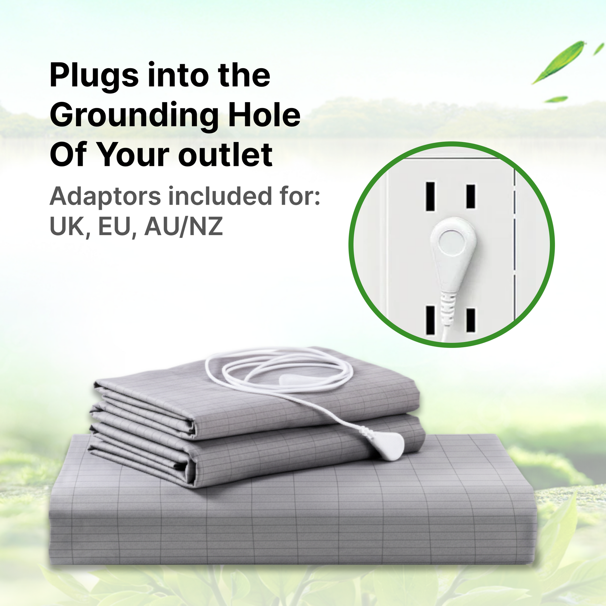 Gray sheet with grounding cord attached